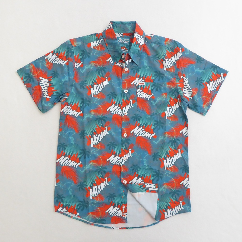 Dixxon Flannel Co The Vice Miami Palm Tree Cityscape Button Up Shirt Mens Small